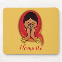 Hindu Woman with Head Scarf in Namaste Greeting