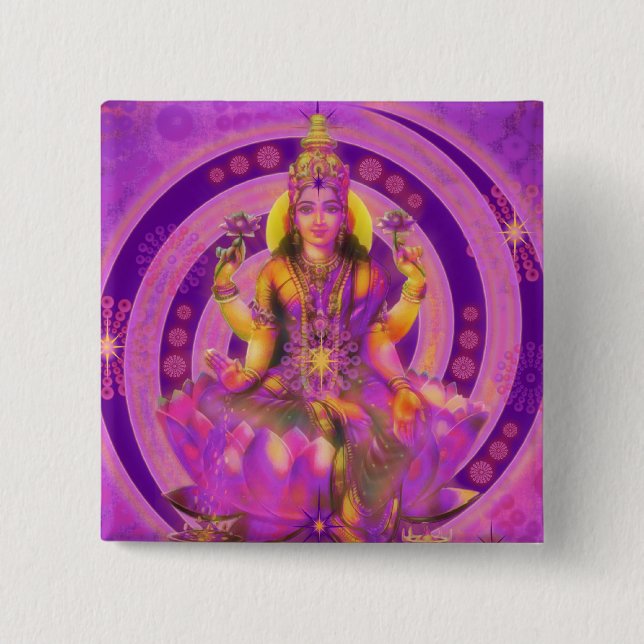 Hinduism Goddess Lakshmi 15 Cm Square Badge (Front)