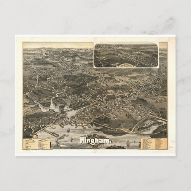 Hingham, Massachusetts in 1885 Postcard (Front)