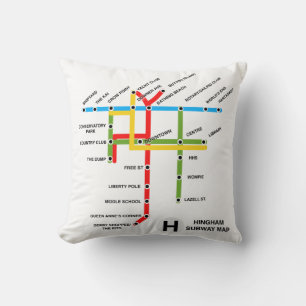 Hingham Massachusetts Subway Map  Throw Pillow