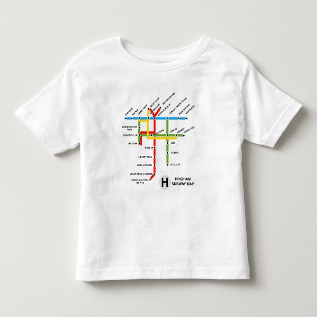 Hingham Massachusetts Subway Map Toddler T-Shirt (Front)