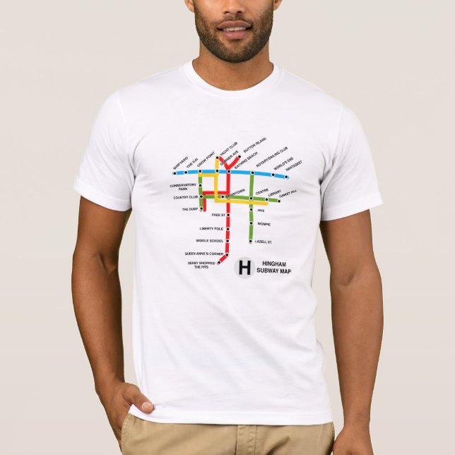 Hingham Subway Map T-Shirt #2 (Front)