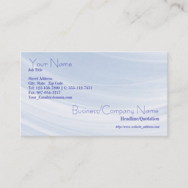 Hint Of Blue Business Card (Front)
