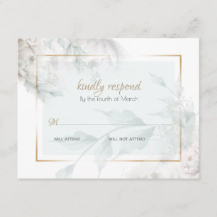 Hint of Colour White Peonies Green Foliage Enclosure Card
