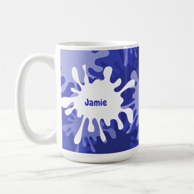 Hip Abstract Blue Painting Splatter Tea Mug (Left)
