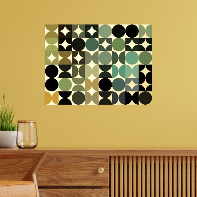 Hip Abstract Circles Industrial Fusion Art Gold Foil Prints (In Situ (Living Room))