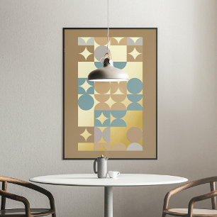 Hip Abstract Circles Industrial Fusion Art Gold Foil Prints