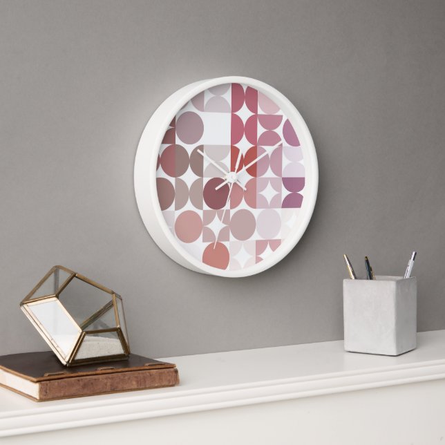 Hip Abstract Half Circles Fusion Art Pattern Clock (Office)