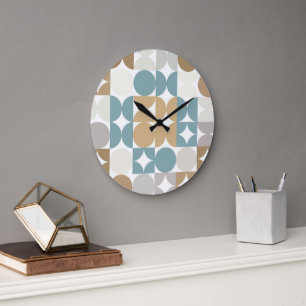 Hip Abstract Half Circles Industrial Fusion Art Large Clock