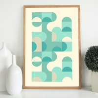 Hip Abstract Half Circles Wavy Mosaic Art Pattern 
