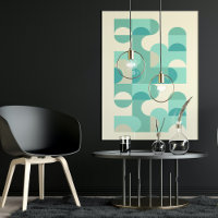 Hip Abstract Half Circles Wavy Mosaic Art Pattern 