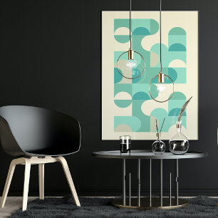 Hip Abstract Half Circles Wavy Mosaic Art Pattern  Poster