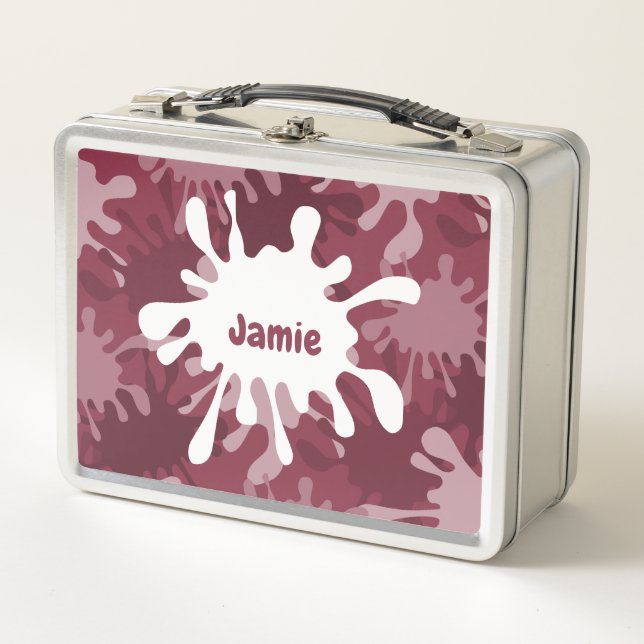 Hip Abstract Red Painting Splatter Metal Lunch Box (Front)