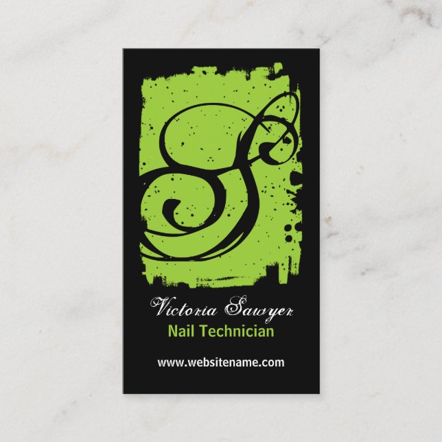 Hip and Bold Monogram Grunge Business Card (Front)