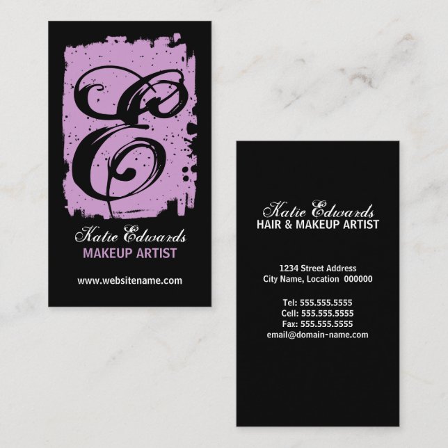 Hip and Bold Monogram Lavender Business Card (Front/Back)