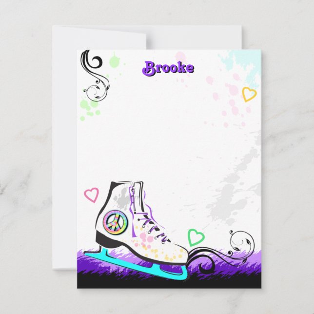 Hip and Colourful Ice Skate Note Card (Front)