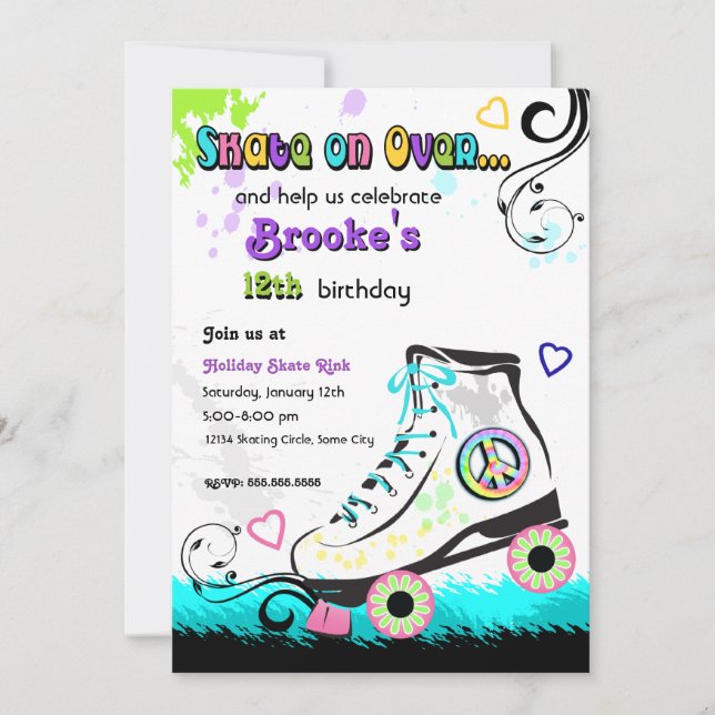 Hip and Colourful Roller Skate Invitation (Front)
