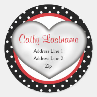 Hip and Retro Heart Address Label