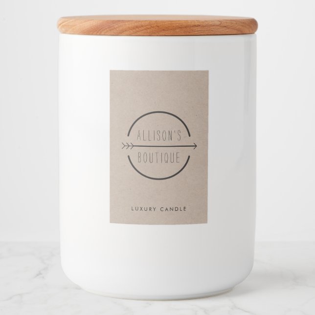 Hip and Rustic Arrow Logo Kraft Candle Food Label (Front)