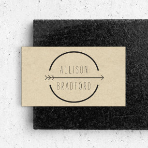 Hip and Rustic Arrow Logo on Tan Cardboard Look Business Card