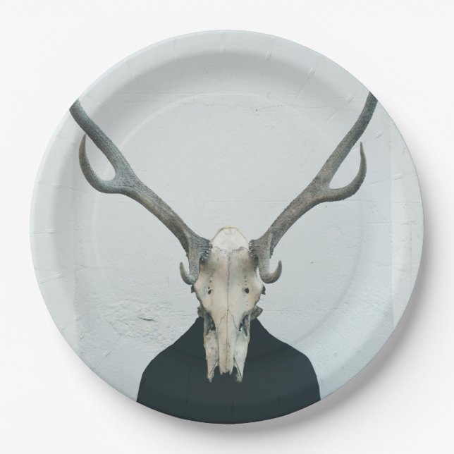 Hip Antler Skull Paper Plate (Front)