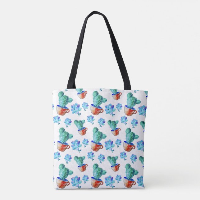 Hip Arizona Desert Cactus Spring Floral Design Tote Bag (Back)