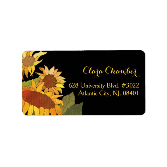 Hip Autumn Sunflowers Floral Address Label (Front)