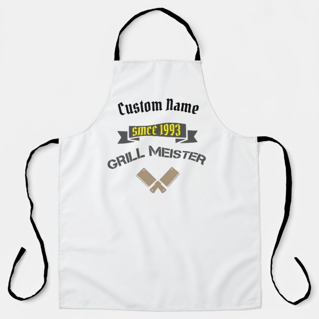 Hip BBQ Lover Griller Captain Dad Mum Funny Grill  Apron (Front)