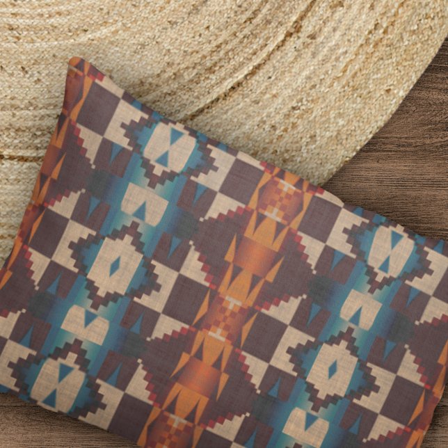 Hip Beige Brown Dark Red Teal Blue Art Pattern Pillowcase (Creator Uploaded)