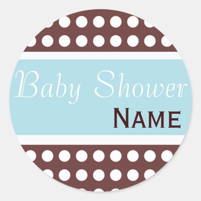 Hip Blue and Brown Baby Shower Sticker (Front)