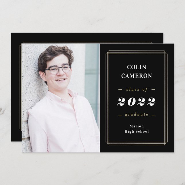 Hip Border Graduation Announcement Invitation (Front/Back)