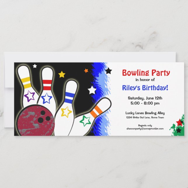 Hip Bright Bowling Party Invitation (Front)