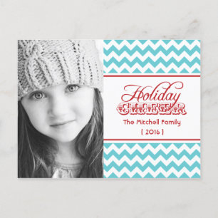 Hip Chevron Photo Holiday Postcard