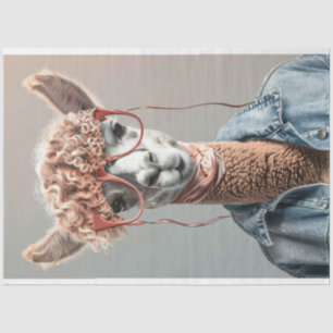Hip Chick Llama Decoupage  Tissue Paper