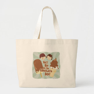 Hip Chocolate Dip Cute Fun Cartoon Ice Cream Large Tote Bag