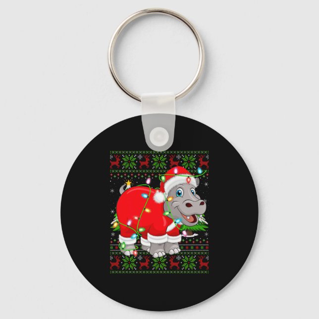 Hip Christmas Lights Santa Hiptamus Ugly Xmas Swea Key Ring (Front)