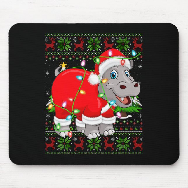 Hip Christmas Lights Santa Hiptamus Ugly Xmas Swea Mouse Mat (Front)