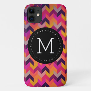 Hip Colourful Geometric Pattern Customised Monogra iPhone 11 Case