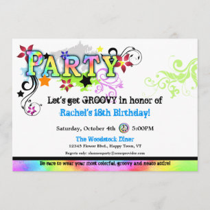 Hip Colourful 'N Groovy Party Invitation