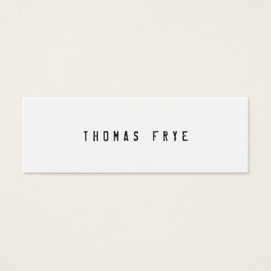 Hip Cool and Edgy, Simple White Minimalist Mini Business Card