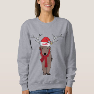 hip custom fido pet dog name santa hat christmas sweatshirt