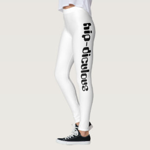 "Hip-diculous" white athletic leggings. Leggings