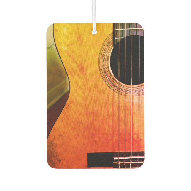 Hip Distressed Musical Acoustic Guitar Car Air Freshener (Front)