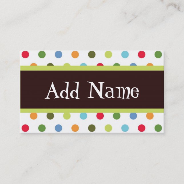 Hip dots customisable girls calling card (Front)
