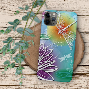Hip Dragonfly Pretty Modern Summer Floral Art Case-Mate iPhone Case