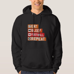 Hip Eat Sleep Football Repeat Simple Trendy Hoodie