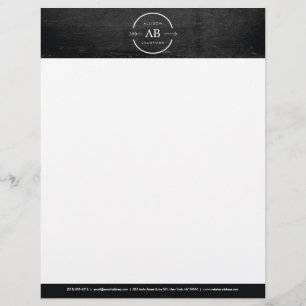 HIP & EDGY MONOGRAM LOGO with ARROW on BLACK WOOD Customized Letterhead