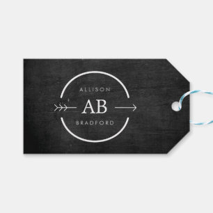 HIP & EDGY MONOGRAM LOGO with ARROW on BLACK WOOD Gift Tags