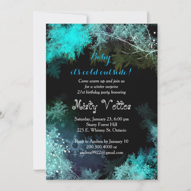 Hip Forest Winter Surprise Birthday Party Invitation (Front)
