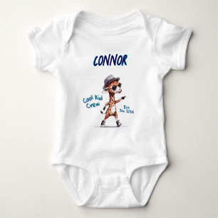 Hip Giraffe & Sunglasses Watercolor for Cool Kids Baby Bodysuit